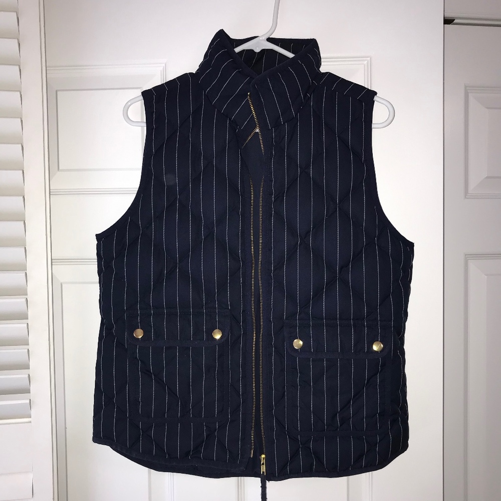 J. Crew Excursion Vest Navy Stripe